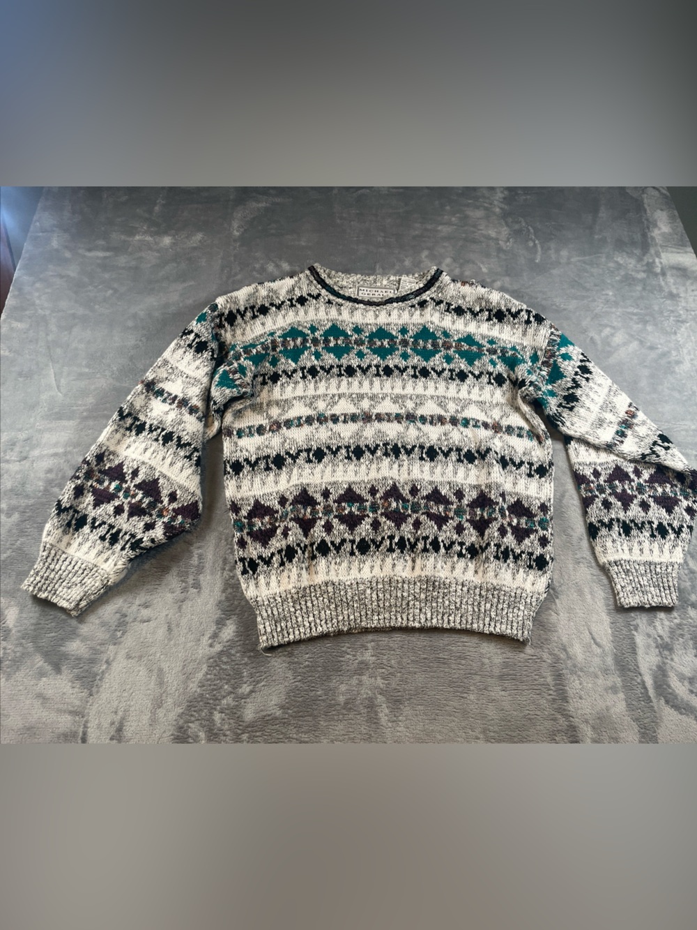 Vtg Michael Gerald Sweater Crewneck Knit Acrylic Coogi Style 90s XL Flaw